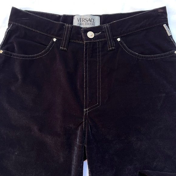 Auc Versace Vintage High Waist Black Velvet Medusa Head jeans - Picture 10 of 15